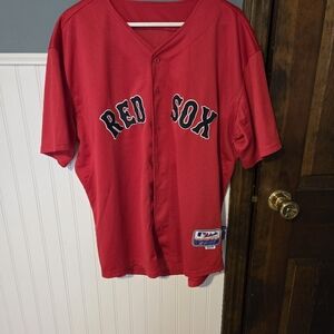Boston Red Sox MLB Authentic Red Jersey Large. Pedroia. Unisex. Embroidered.